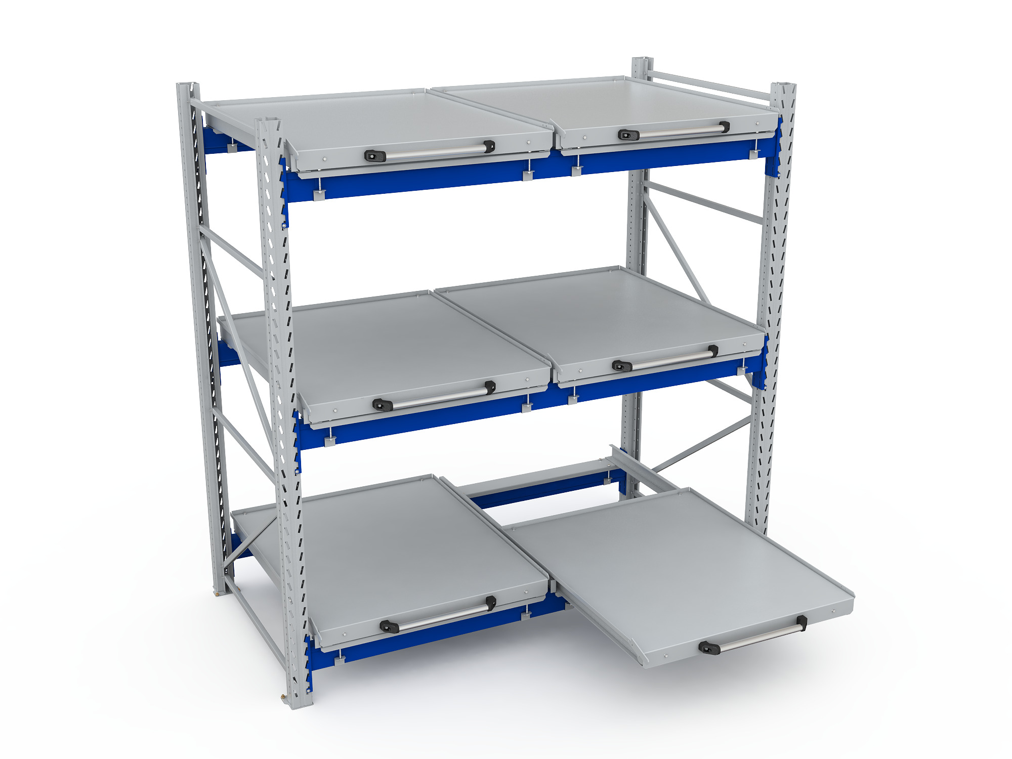 Стеллаж с выкатными платформами S-HEAVY 500 (3 яруса хранения)